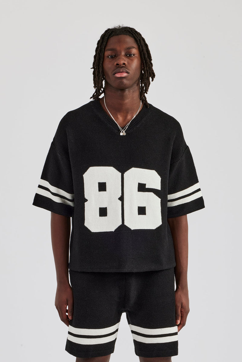 Oversized Boxy Knitted Jersey - Black