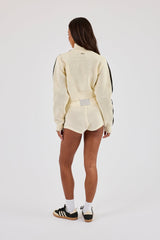 Knitted Taping Funnel Neck Track Jacket & Micro Short - Off White