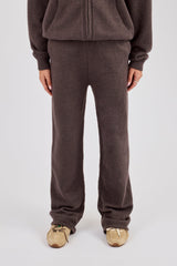 Knitted Cernucci Back Detail Wide Leg Jogger - Brown