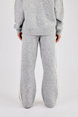 Knitted Stripe Wide Leg Jogger - Grey