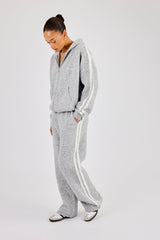 Knitted Stripe Wide Leg Jogger - Grey