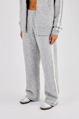 Knitted Stripe Wide Leg Jogger - Grey
