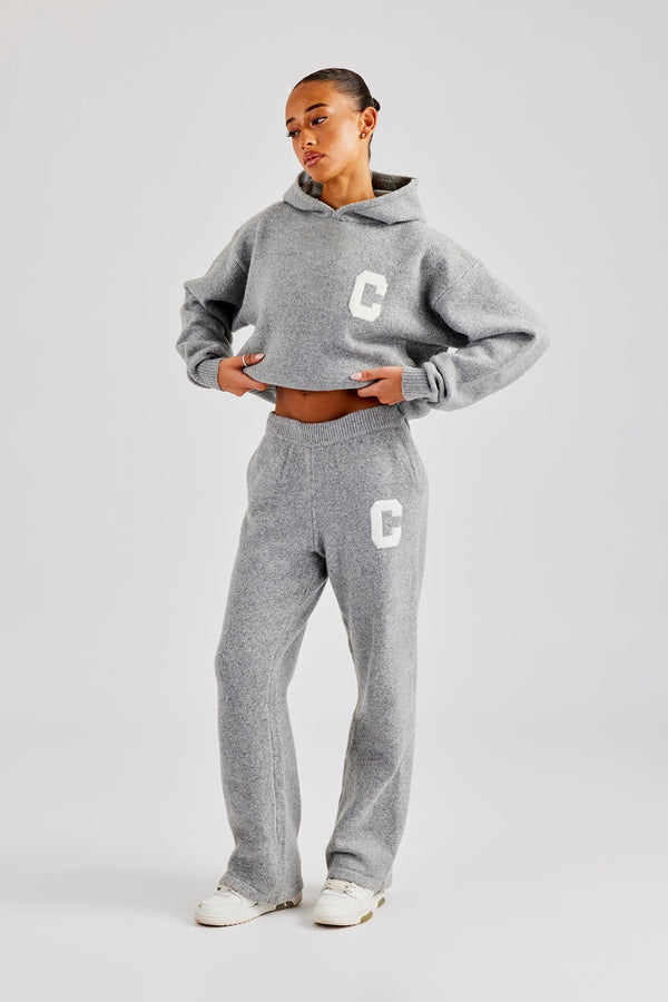 C Knitted Hooded Tracksuit - Grey