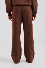 Wide Leg Knitted Jogger - Chocolate