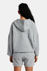 Hooded Zip Through Knitted Jumper - Grey