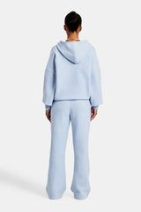 Hooded Zip Through Knitted Tracksuit - Light Blue