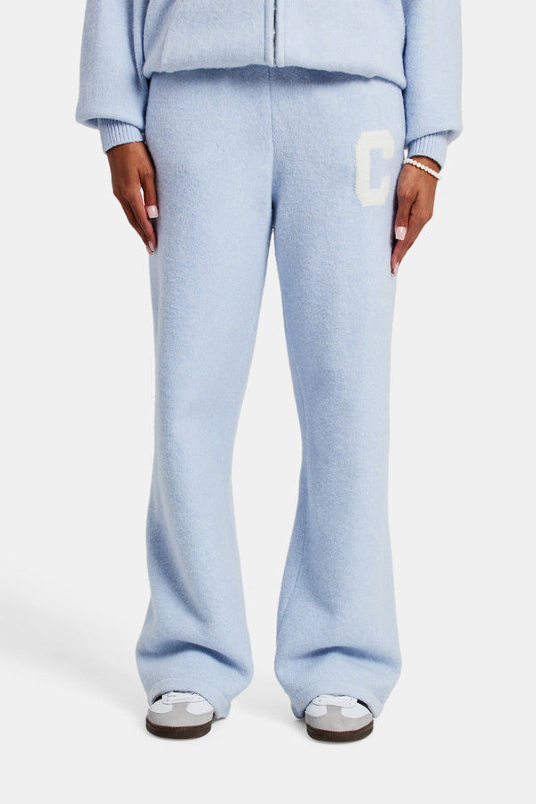 Wide Leg Knitted Jogger - Light Blue