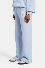 Wide Leg Knitted Jogger - Light Blue