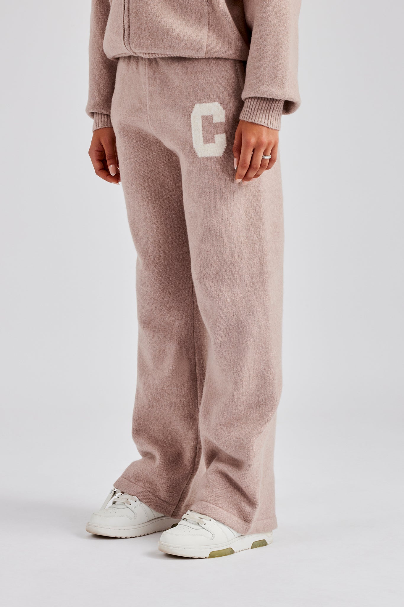 Wide Leg Knitted Jogger - Pink