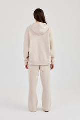 Hooded Zip Through Knitted Tracksuit - Off White