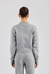 C Knitted Boxy Sweatshirt - Grey