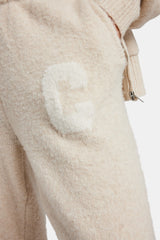 Hooded Zip Through Knitted Tracksuit - Oatmeal