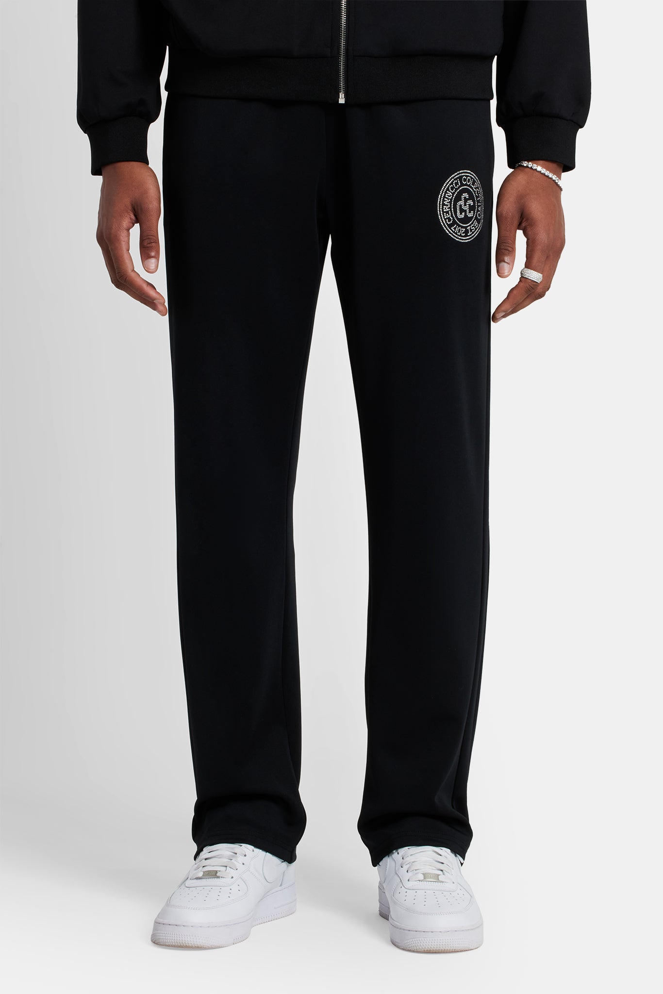 Men Rhinestone Track Suits Rhinestone Crest Tracksuit - Black | Mens Sets | Shop Tracksuits at ...
