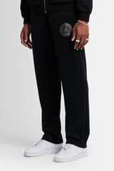 Rhinestone Crest Track Pant - Black