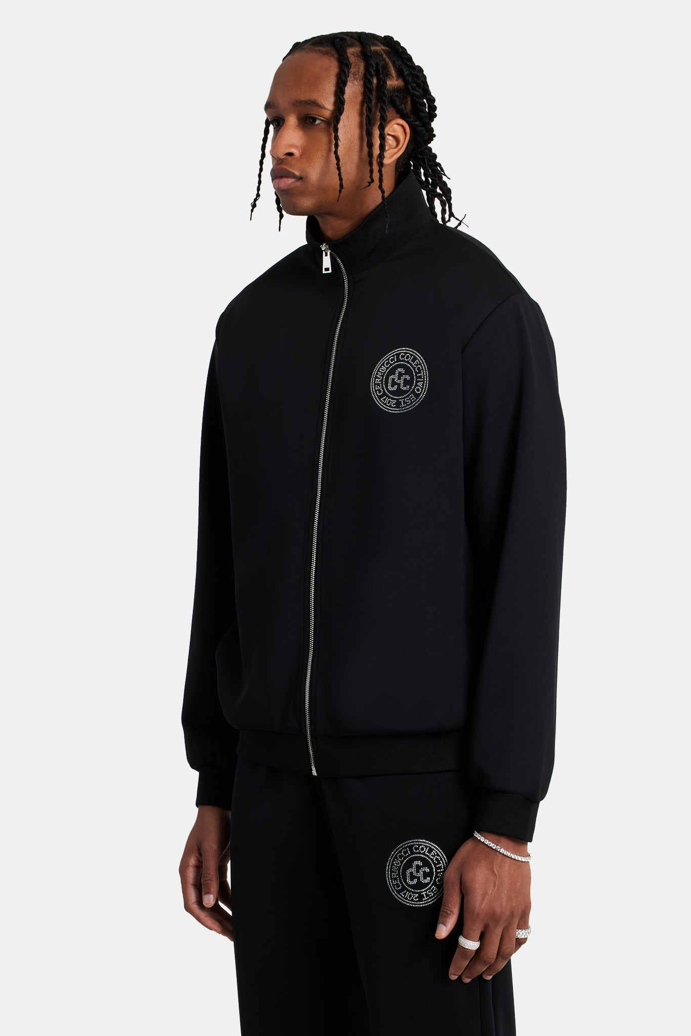 Men Rhinestone Track Suits Rhinestone Crest Tracksuit - Black | Mens Sets | Shop Tracksuits at ...