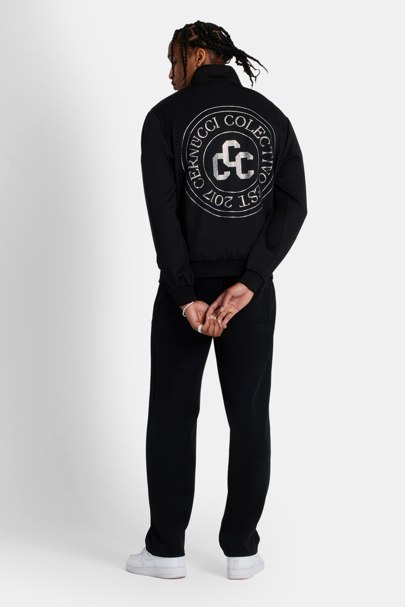 Rhinestone Crest Tracksuit - Black