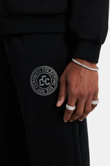 Rhinestone Crest Tracksuit - Black