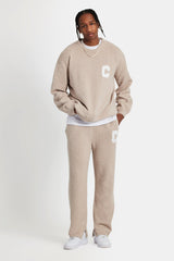 Textured Knitted Sweatshirt - Beige