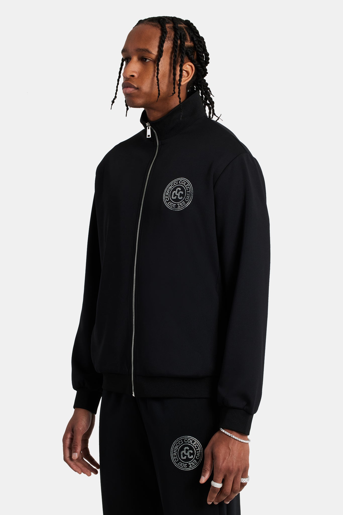Men Rhinestone Track Suits Rhinestone Crest Tracksuit - Black | Mens Sets | Shop Tracksuits at ...
