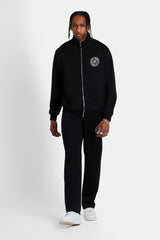 Rhinestone Crest Track Pant - Black