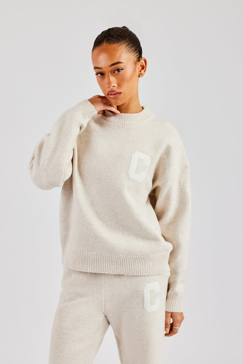 C Knitted Sweatshirt - Oatmeal