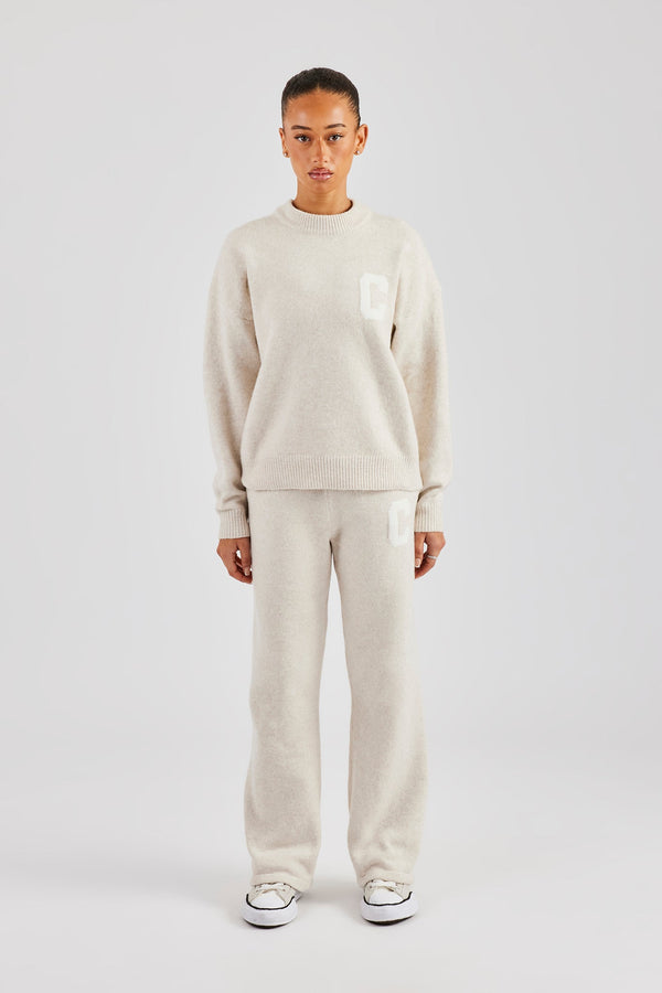 C Knitted Sweatshirt & Jogger - Oatmeal