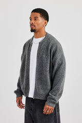 Knitted Bomber Jacket - Grey
