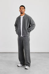 Knitted Bomber Jacket & Relaxed Jogger - Grey