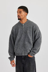 Knitted Bomber Jacket - Grey