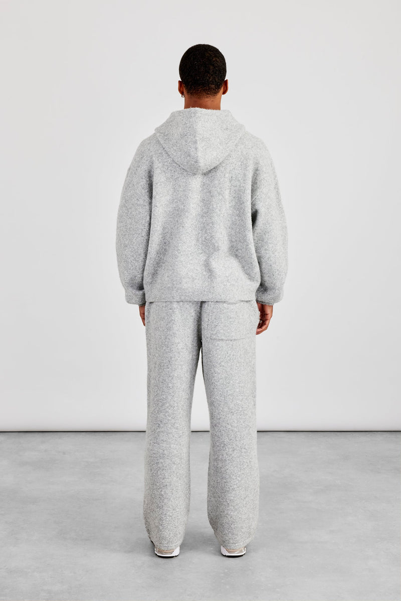 Textured Knitted Hoodie & Jogger - Grey