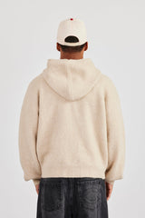 Knitted Zip Hoodie - Beige