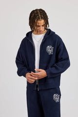 CN Knitted Zip Through Hoodie - Navy