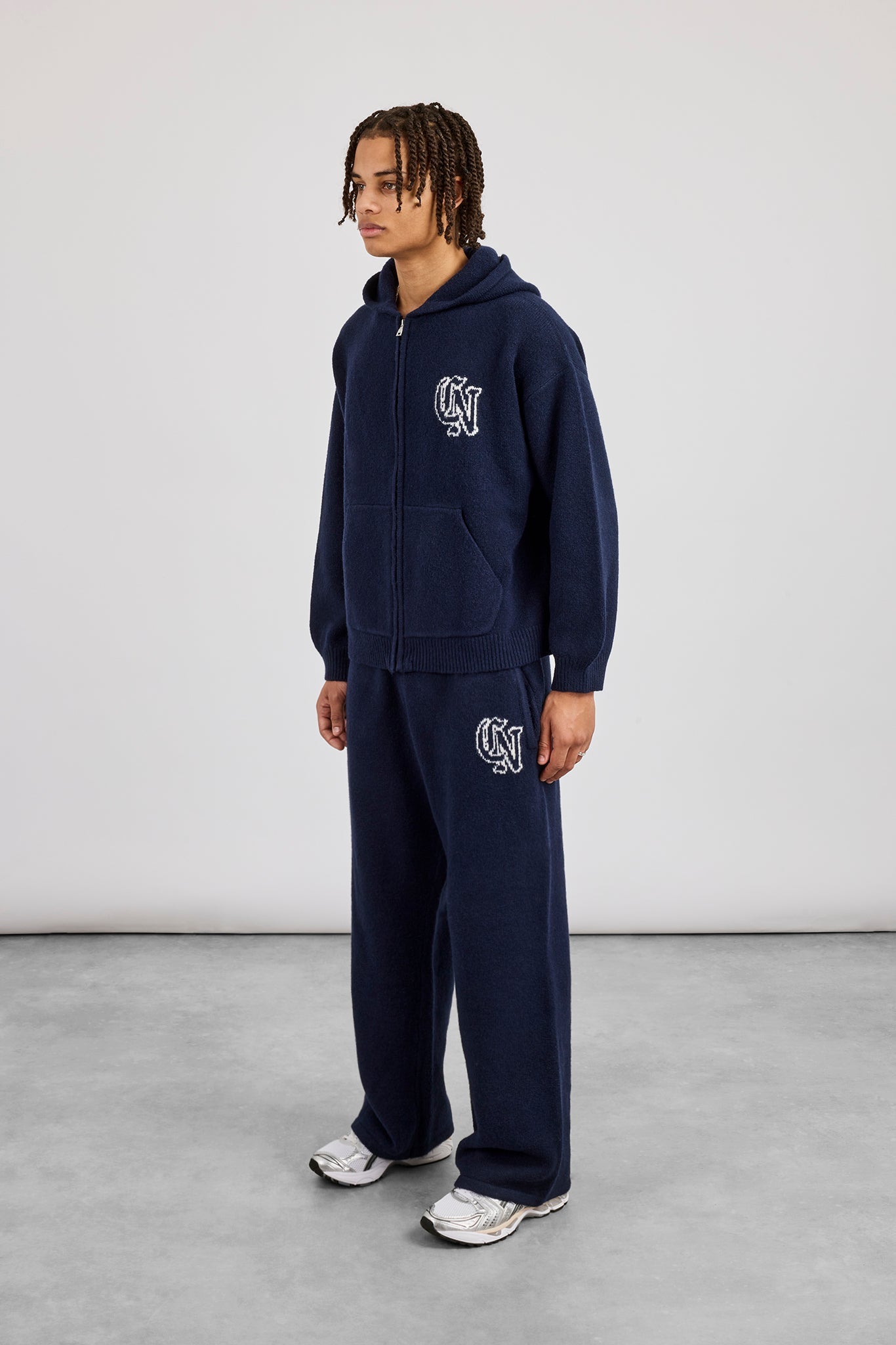CN Knitted Zip Through Hoodie & Baggy Jogger - Navy