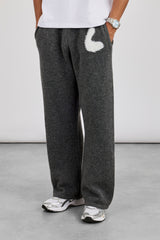 Relaxed Knitted Intarsia Jogger - Charcoal