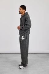 Relaxed Knitted Intarsia Jogger - Charcoal