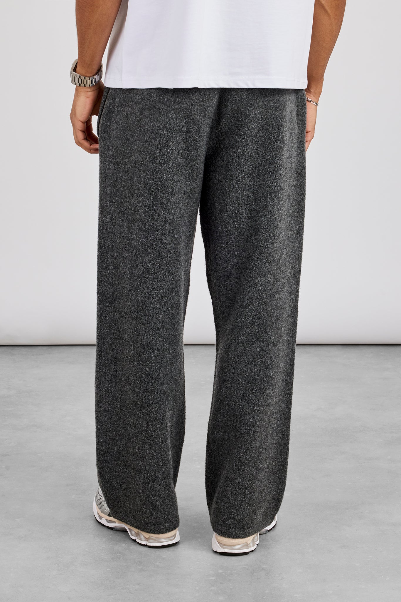 Relaxed Knitted Intarsia Jogger - Charcoal