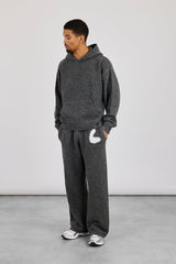 Oversized Knitted Intarsia Hoodie & Relaxed Jogger - Charcoal