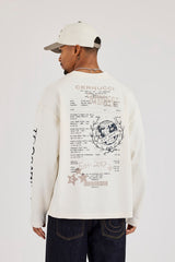 Long Sleeve Receipt Graphic T-Shirt - Off White