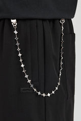 Textured Nylon Cargo Trouser & Star Outline Jean Chain - Black