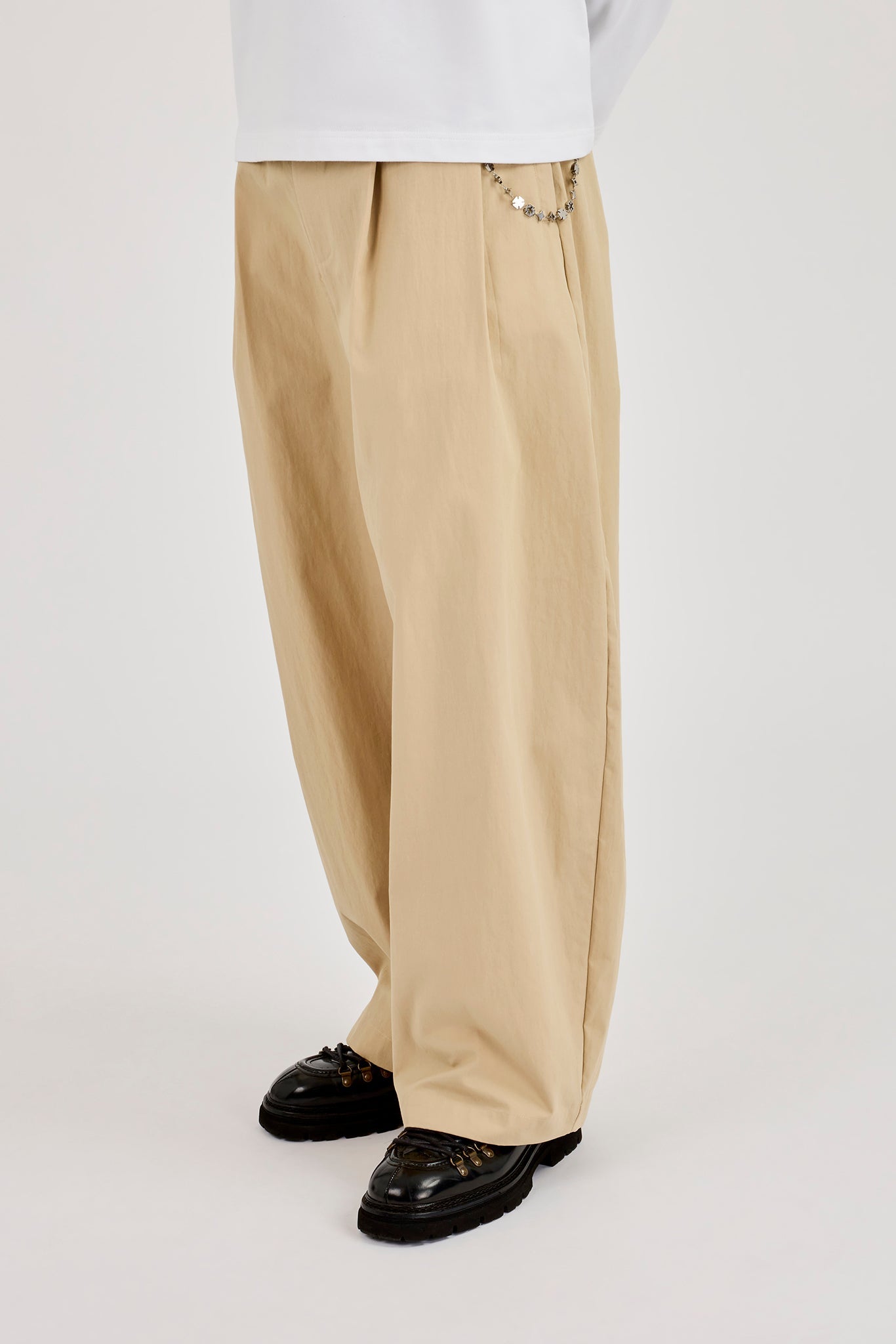 Barrel Leg Trouser & 10mm Cernucci Motif Jean Chain - Beige