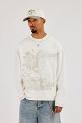 Motel Duo Graphic Long Sleeve T-Shirt - Off White