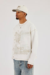 Motel Duo Graphic Long Sleeve T-Shirt - Off White