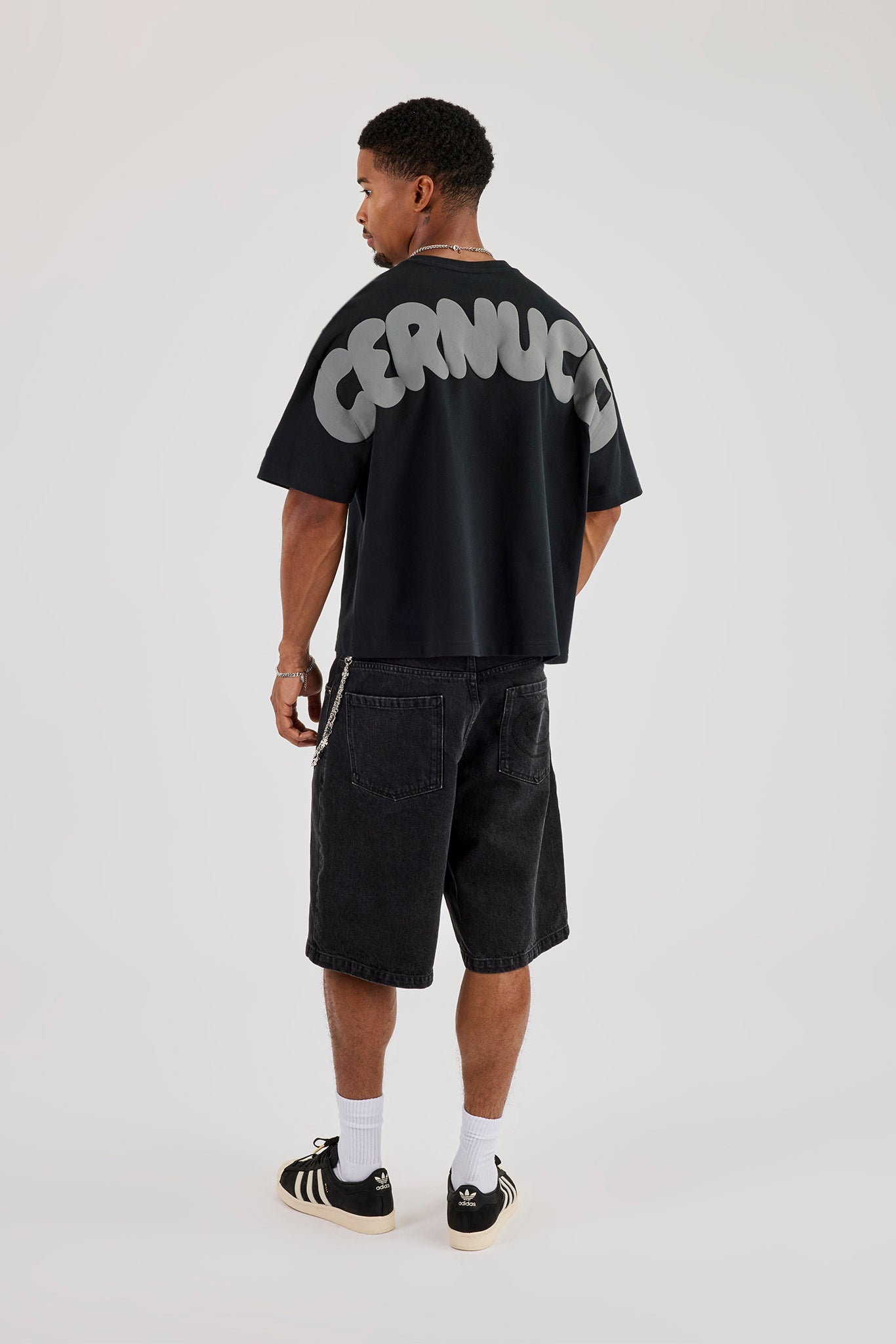 Cernucci Bubble Puff Print Boxy T-Shirt - Black