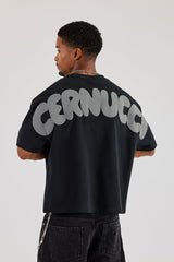 Cernucci Bubble Puff Print Boxy T-Shirt - Black