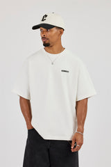 Oversized Cernucci Distressed Graphic T-Shirt - Off White