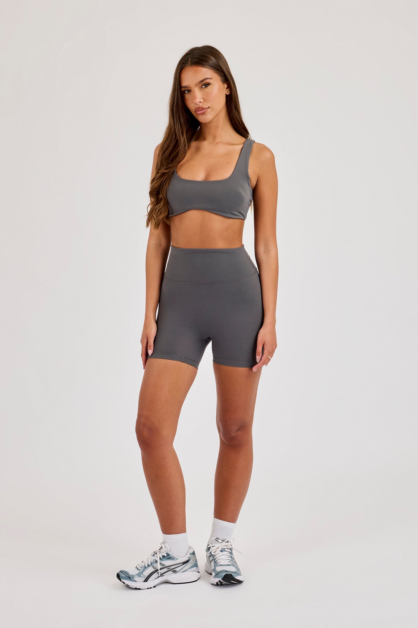 Classic Scoop Neck Bralet & Short - Granite Grey