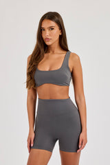 Classic Scoop Neck Bralet & Short - Granite Grey