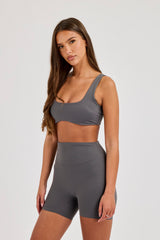 Classic Scoop Neck Bralet & Short - Granite Grey