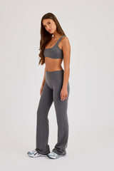 Classic Scoop Neck Bralet & Flared Pant - Grey