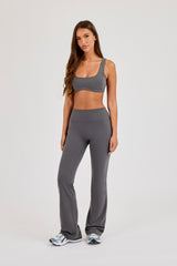 Classic Scoop Neck Bralet & Flared Pant - Grey